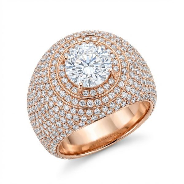 Flooded Micro-Pavé Halo bombé Ring