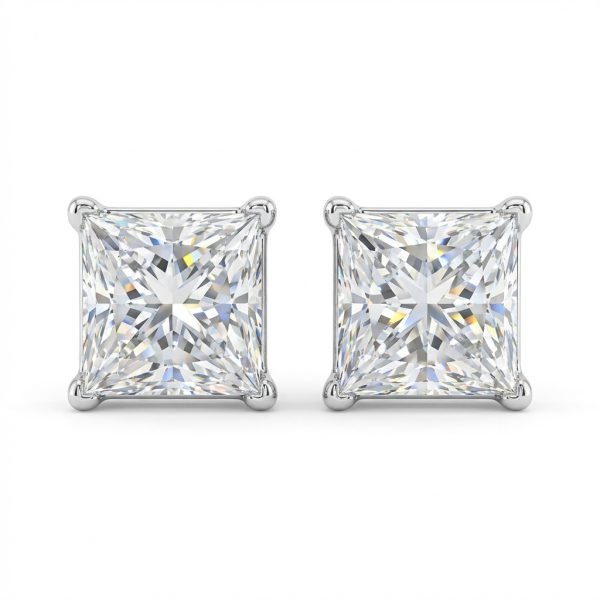 Princess Cut Stud Earrings