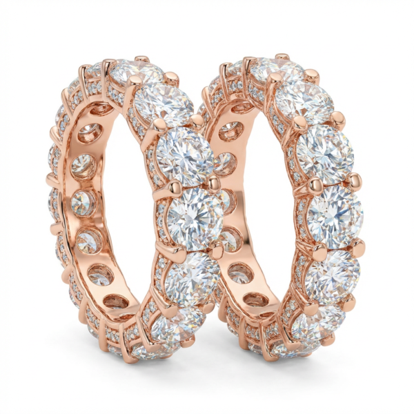 Round Brilliant Eternity Band with Pavé Accents